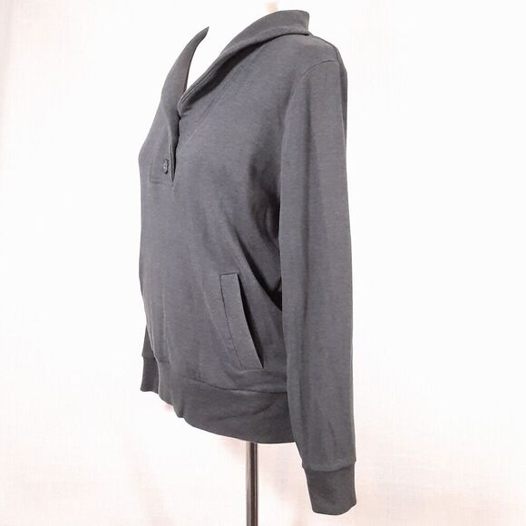 Banana Republic Women's Sweatshirt Size Small Jersey Buttoned Ribbed Shawl Neck - Picture 2 of 14